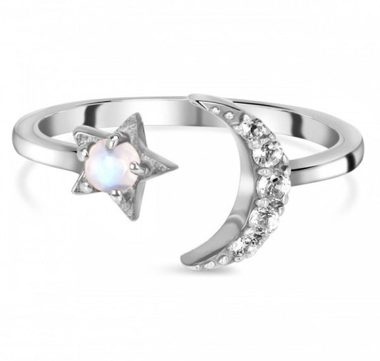 Moonstone Starlight Orbit Ring