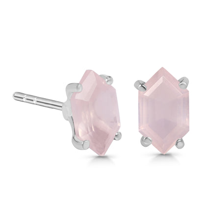 Pink Quartz Honeycomb Studs