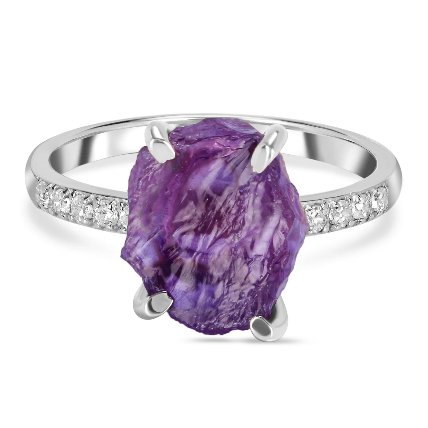 Raw Elegance Amethyst Ring