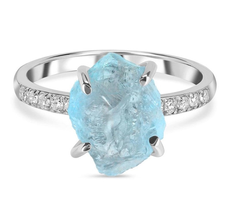 Raw Elegance Aqua Marine Ring