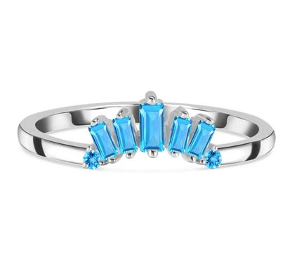 Crowned Blue Topaz Crystal Band