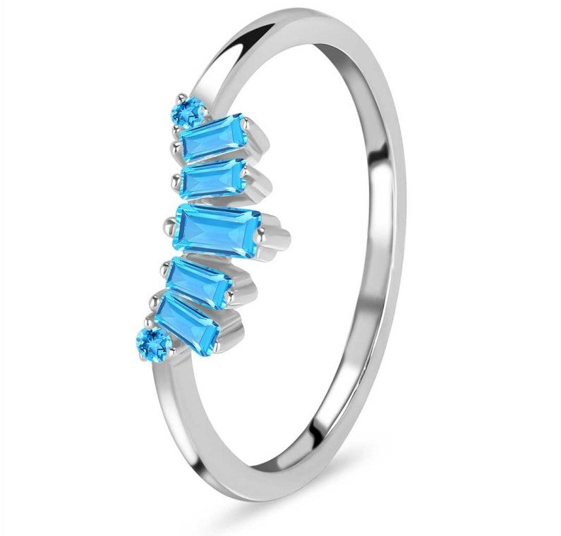 Crowned Blue Topaz Crystal Band