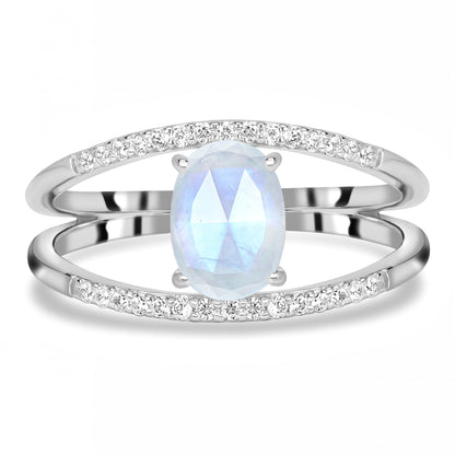 Regal Moonstone Crown Ring