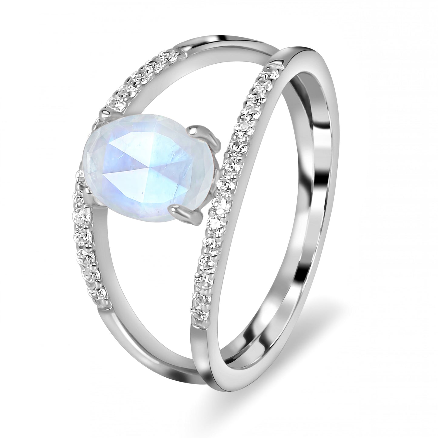 Regal Moonstone Crown Ring