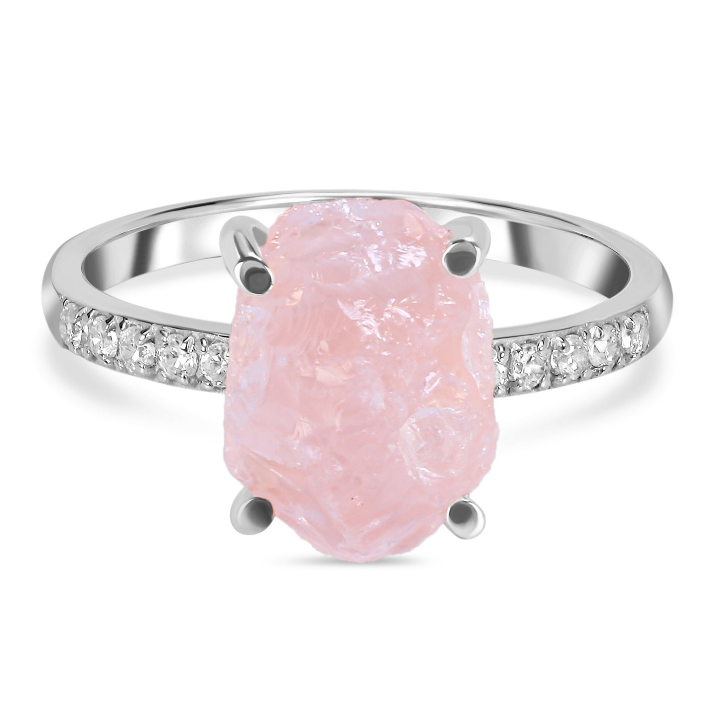 Raw Elegance Pink Quartz Ring