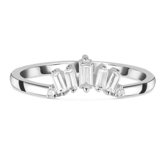 Crowned White Topaz Crystal Band