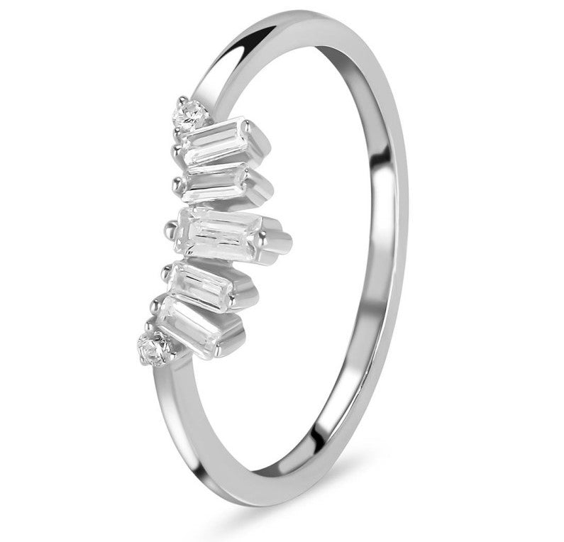 Crowned White Topaz Crystal Band